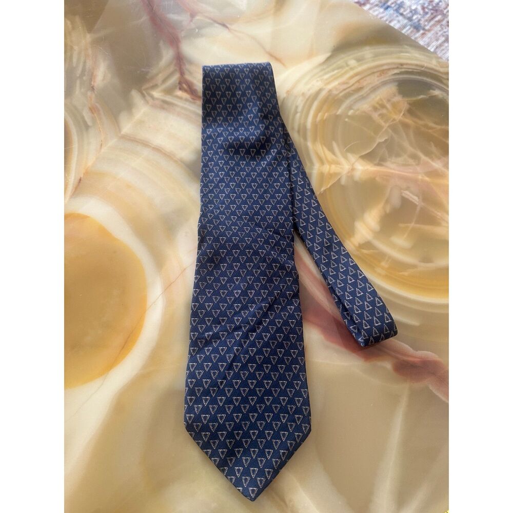Armani Collezioni 100 Silk Geometric Navy Blue Tie